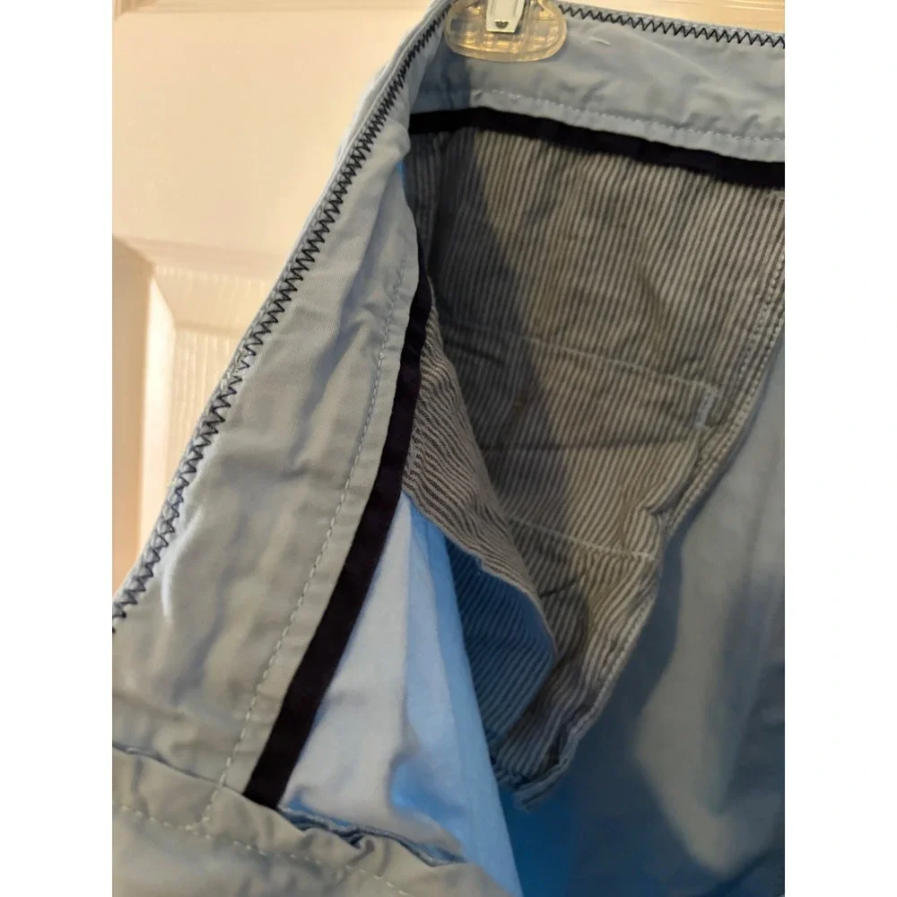 Faherty Mens Light Blue Chino Shorts Embroidered Surfer Logo Size 32